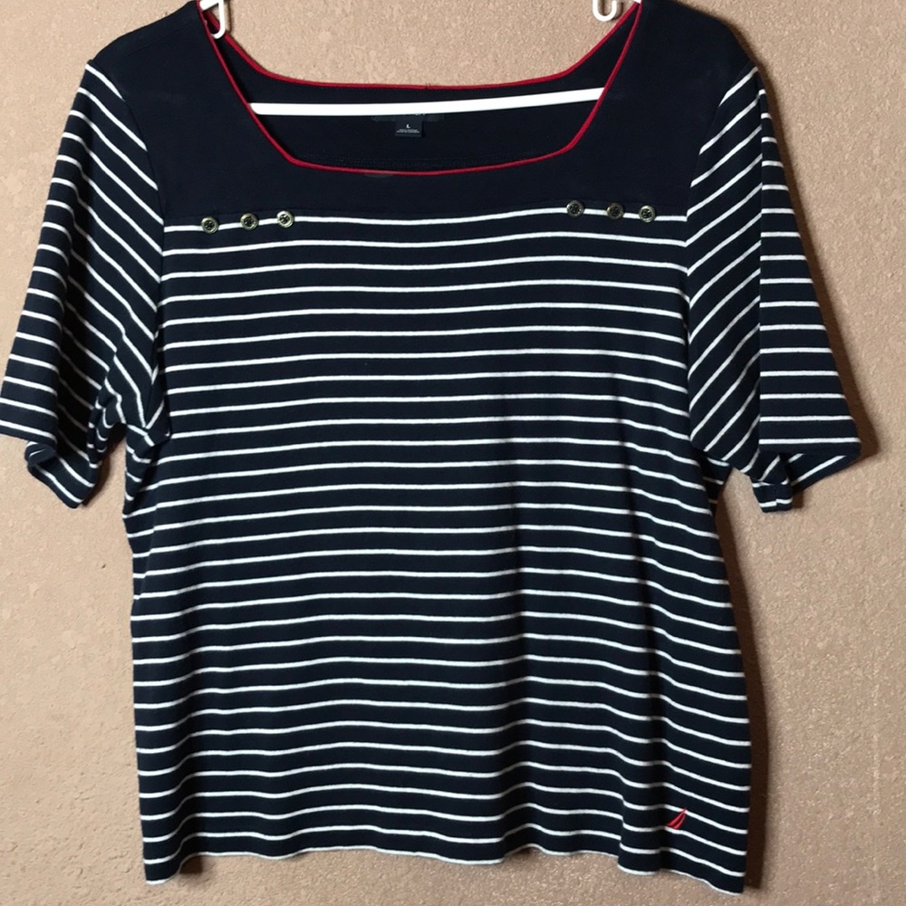 Nautica navy striped top